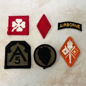 Vintage  Military Patches Set of 6 World War II and Vietnam War